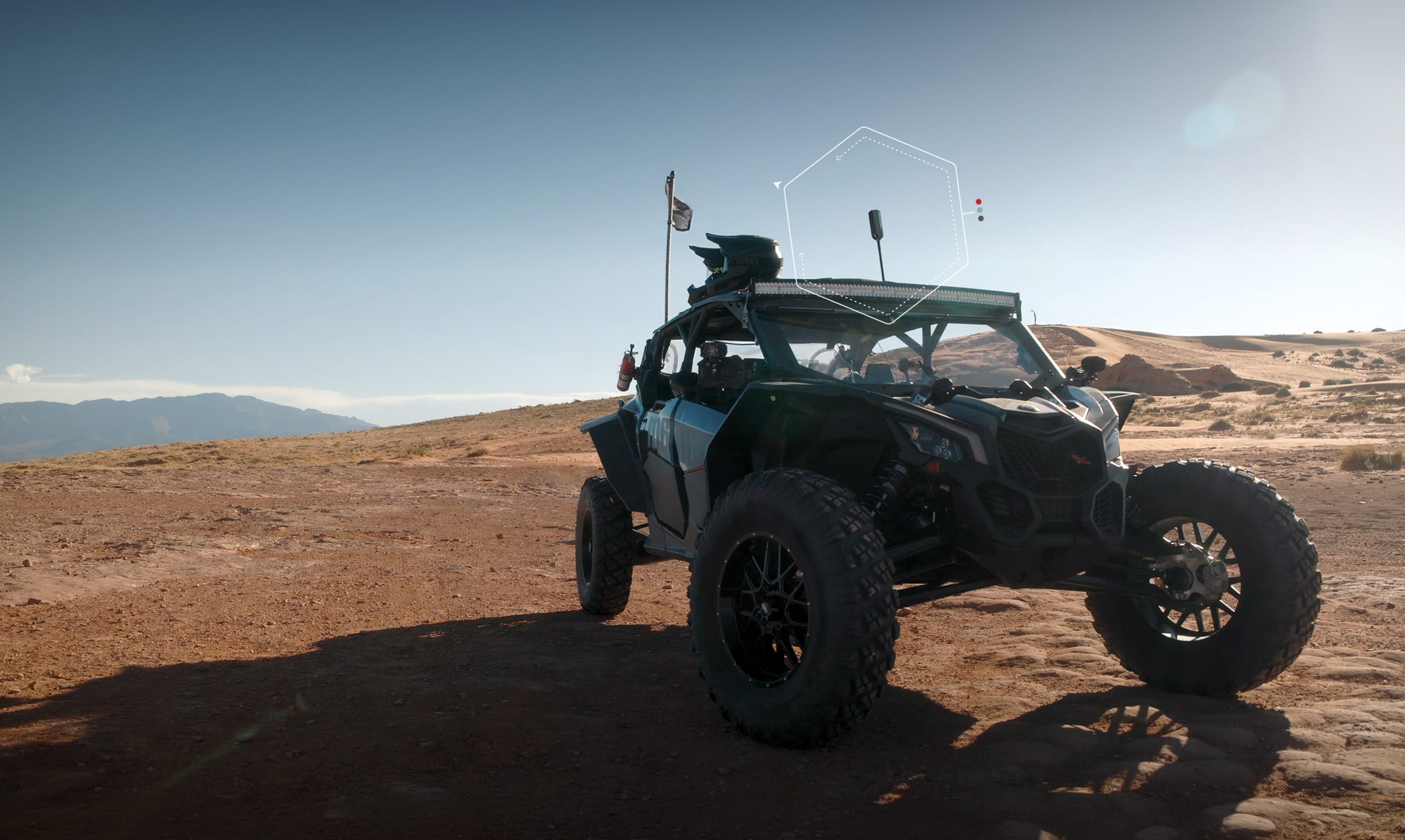 weBoost SXS mounted on a UTV in the dunes